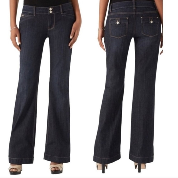 White House Black Market Womens Blanc Trouser Wide Leg Blue Denim Jeans Size 4R - Picture 1 of 8